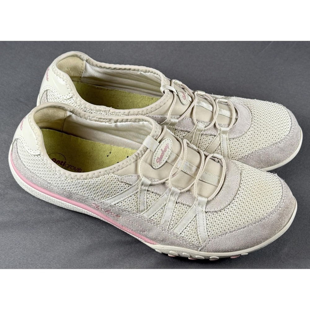 Skechers Shoes Womens Size 10 Beige Mesh Slip On Walking Sneakers SN 22463